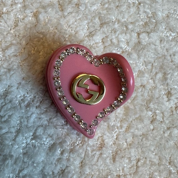 Gucci Pink Rhinestone GG Logo Interlocking Hair Clip - Picture 2 of 6